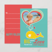 Cute Cartoon Whale Classroom Foto Valentijn Kaart (Voorkant / Achterkant)