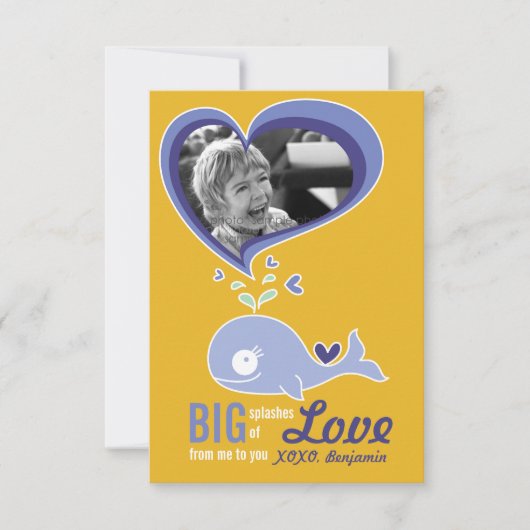 Cute Cartoon Whale Classroom Valentijn Foto Kaart (Voorkant)