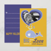 Cute Cartoon Whale Classroom Valentijn Foto Kaart (Voorkant / Achterkant)