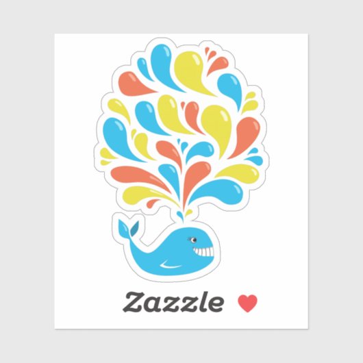 Cute Cartoon Whale Colorful Sticker (Vel)