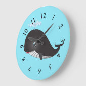 Cute Cartoon Whale Grote Klok (Hoek)