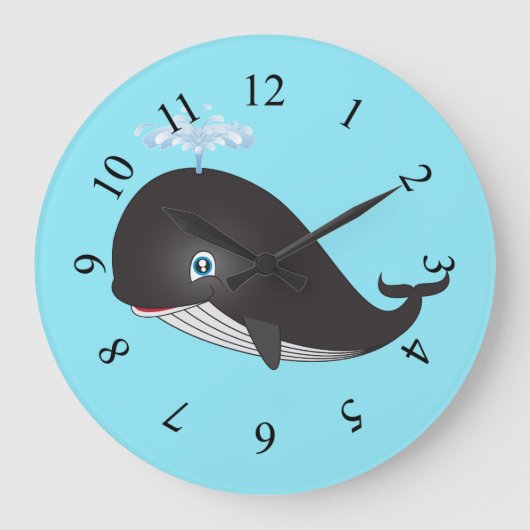 Cute Cartoon Whale Grote Klok (Voorkant)