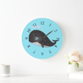Cute Cartoon Whale Grote Klok (Huis)