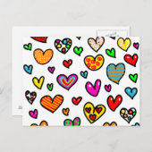 Cute Cartoon Whimsical Multi Love Heart Pattern Briefkaart (Voorkant / Achterkant)