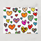 Cute Cartoon Whimsical Multi Love Heart Pattern Briefkaart (Voorkant)