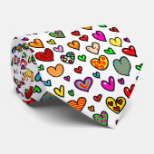 Cute Cartoon Whimsical Multi Love Heart Pattern Stropdas (Opgerold)