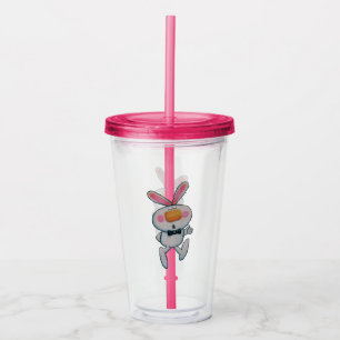 Cute Cartoon White Bunny Thumbs Up Sign Acryl Drinkbeker