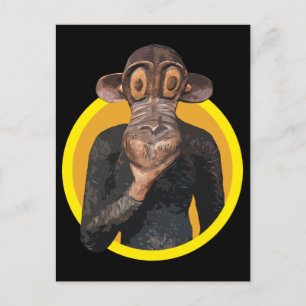 Cute Cartoon Wild Monkey Animal in gele cirkel T Briefkaart