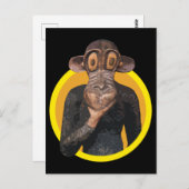 Cute Cartoon Wild Monkey Animal in gele cirkel T Briefkaart (Voorkant / Achterkant)