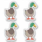 Cute Cartoon Wilde Eend 4 Stickers (Voorkant)