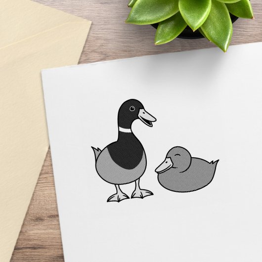 Cute Cartoon Wilde Eenden Paar Rubberstempel