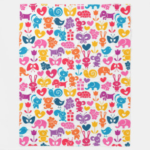 Cute Cartoon Wildlife Print Fleece Deken