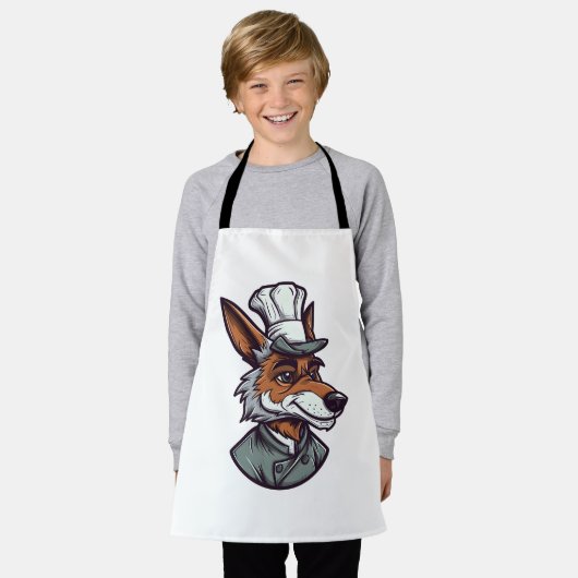 Cute Cartoon Wolf Chef Schattig Dier Grafisch Schort (Gedragen)