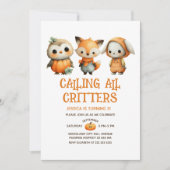 Cute Cartoon Woodland Animals Fall Kids' Birthday Kaart (Voorkant)