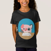 Cute Cartoon Writing Pig Children T-Shirt (Voorkant)