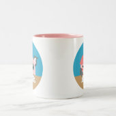 Cute Cartoon Writing Pig Tweekleurige Koffiemok (Center)