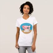 Cute Cartoon Writing Pig Women T-Shirt (Voorkant volledig)