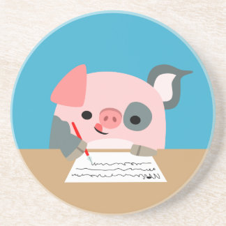 Cute Cartoon Writing Varken Coaster Zandsteen Onderzetter