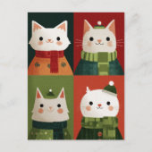 Cute Cartoon Xmas Cats Whimsical Meowy Christmas  Briefkaart (Voorkant)