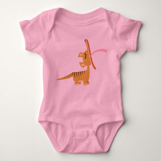 Cute Cartoon Yawning Thylacine Baby T-Shirt (Voorkant)