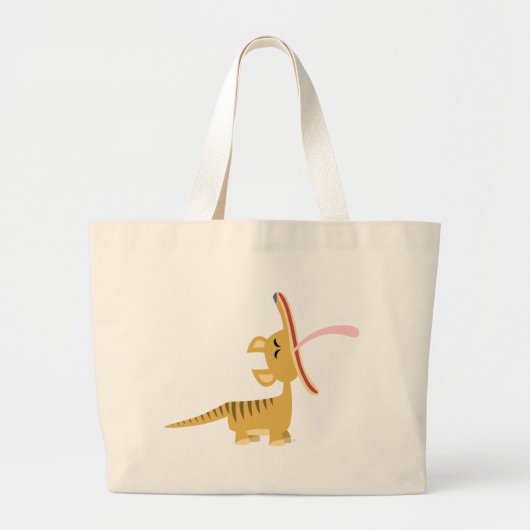 Cute Cartoon Yawning Thylacine Bag Grote Tote Bag (Voorkant)