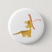 Cute Cartoon Yawning Thylacine Button Badge (Voorkant)