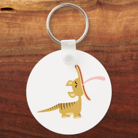 Cute Cartoon Yawning Thylacine Sleutelhanger (Voorkant)