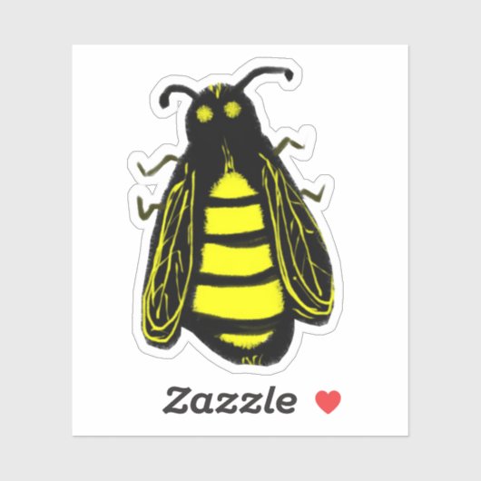 Cute Cartoon Yellow and Black Honey Bee Sticker (Vel)