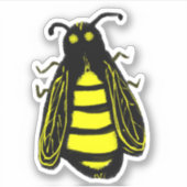 Cute Cartoon Yellow and Black Honey Bee Sticker (Voorkant)