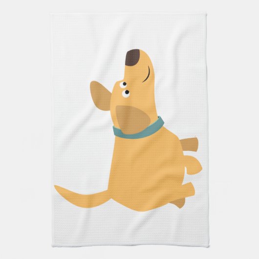 Cute Cartoon Yellow Labrador Kitchen Towel Theedoek (Verticaal)