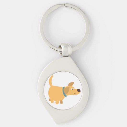 Cute Cartoon Yellow Labrador Metal Sleutelhanger (Voorkant)