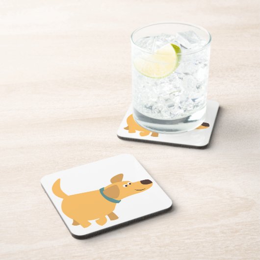 Cute Cartoon Yellow Labrador Onderzetters Set (Rechterzijde)