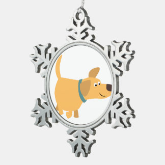 Cute Cartoon Yellow Labrador Pewter Ornament