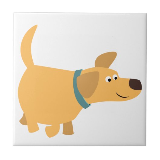 Cute Cartoon Yellow Labrador Tegel Tegeltje (Voorkant)