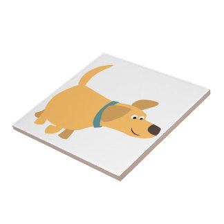 Cute Cartoon Yellow Labrador Tegel Tegeltje