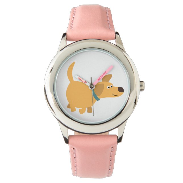 Cute Cartoon Yellow Labrador Watch Horloge (Voorkant)