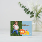 Cute Cartoon Yellow Lion Afspeeldatum Kind Contactkaartje (Staand voorkant)