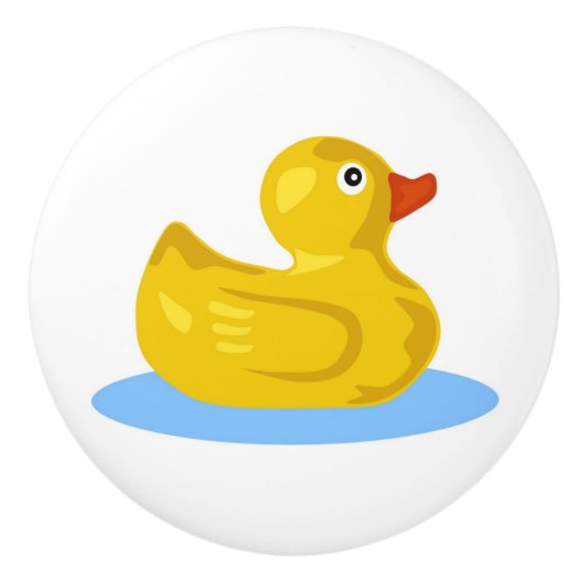 Cute Cartoon Yellow Rubber Ducky Swimming Kinder Keramische Knop (Voorkant)