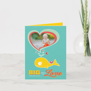 Cute Cartoon Yellow Whale Kind Valentijn Fotokaart Feestdagen Kaart