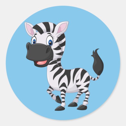 Cute cartoon Zebra background Ronde Sticker (Voorkant)