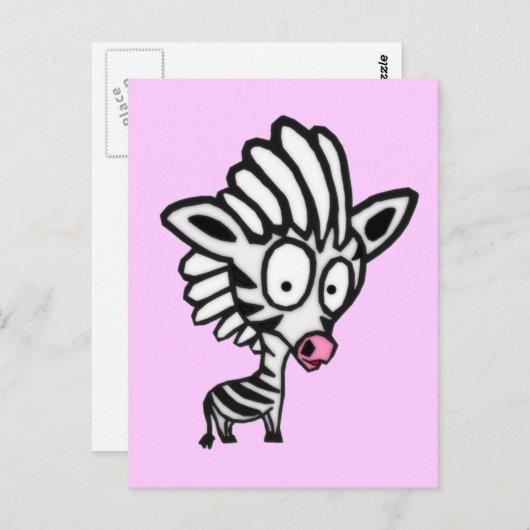 Cute Cartoon Zebra Briefkaart (Voorkant / Achterkant)