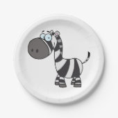 Cute Cartoon Zebra Funny Animal Character Papieren Bordje (Voorkant)