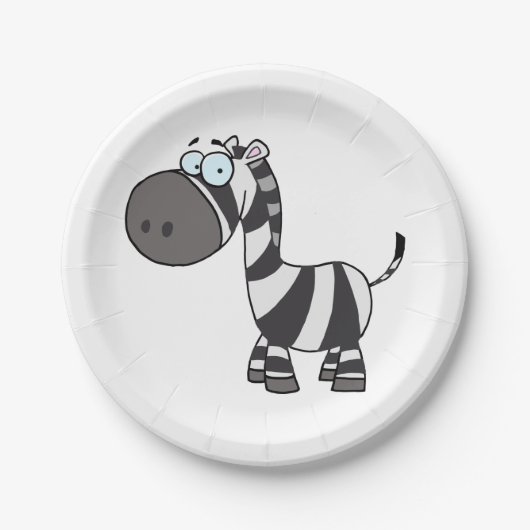 Cute Cartoon Zebra Funny Animal Character Papieren Bordje (Voorkant)
