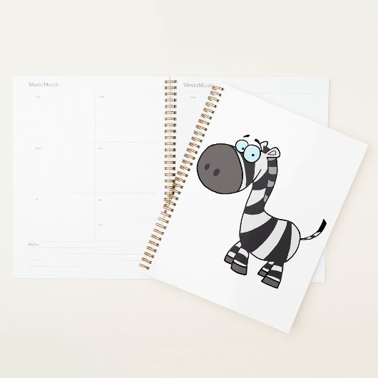 Cute Cartoon Zebra Funny Animal Character Planner