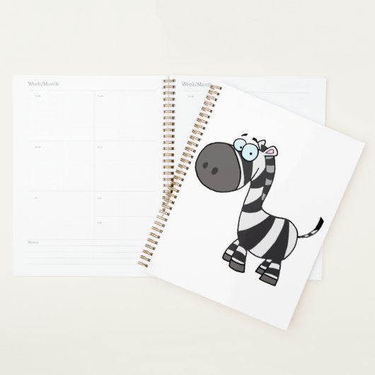 Cute Cartoon Zebra Funny Animal Character Planner (Display)