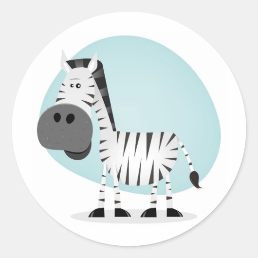 Cute Cartoon Zebra Ronde Sticker (Voorkant)
