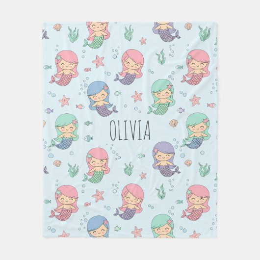 Cute Cartoon Zeemeermin Patroon Fleece Deken (Voorkant)