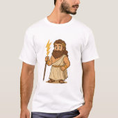 Cute Cartoon Zeus – Greek Mythology God of Thunder T-shirt (Voorkant)
