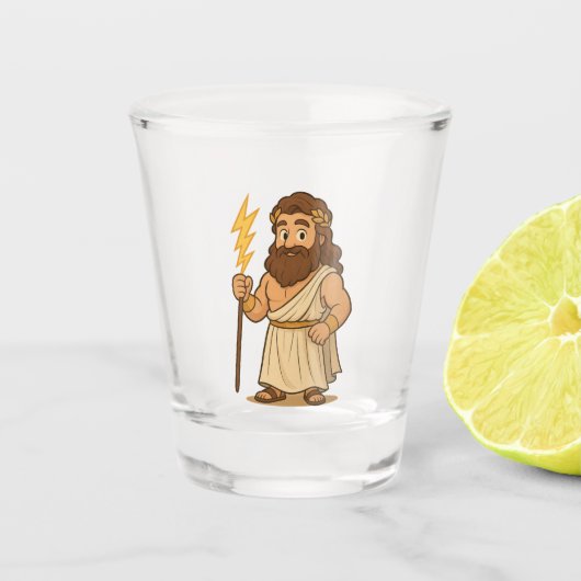 Cute Cartoon Zeus Shot Glass – Greek Mythology God Glas (Voorkant)