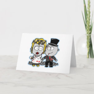 Cute cartoon Zombie bride and groom huwelijkscadea Kaart